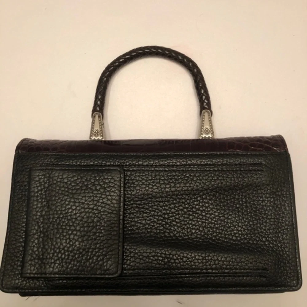 Brighton black leather top handle crossbody bag